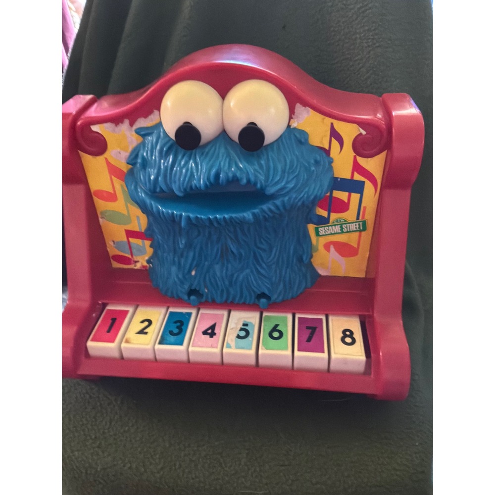 Vintage Kids Sesame Street Cookie Monster Toy Piano OS Red 1976